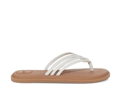 Tong Sanuk Yoga Salty Femme - Blanche / Marron FKXLTN917
